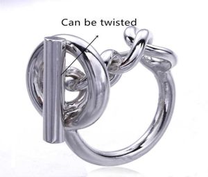 925 Zilveren Touw Ketting Ring Met Hoepel Voor Vrouwen Franse Populaire Sluiting Ring Sterling Zilveren Sieraden Making246y8687813
