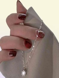 925 argent unique diamant collier femme conception Simple sens clavicule chaîne Niche lumière luxe bijoux charmes pendentif65861343576385