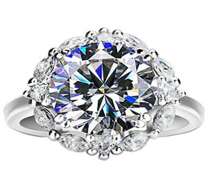 925 Silver Solitare Ring Femenino Ronda Big Diamond Shiny Luxury Wedding Engagement Resal Rings Imitation Platinum Bridal J9304723