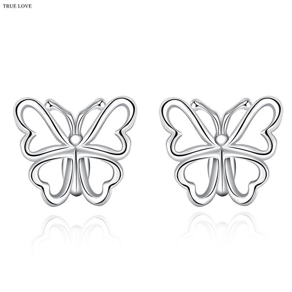 Pendientes de tuerca de plata 925, joyería de moda de mariposa para mujer, fábrica de encanto de estilo minimalista, venta al por mayor caliente global, envío gratis barato