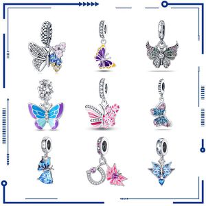 925 argent Style bleu rose fantôme papillon créatif pendentif perles bricolage perles charmante Europe et amérique vente chaude transfrontalière en gros livraison gratuite