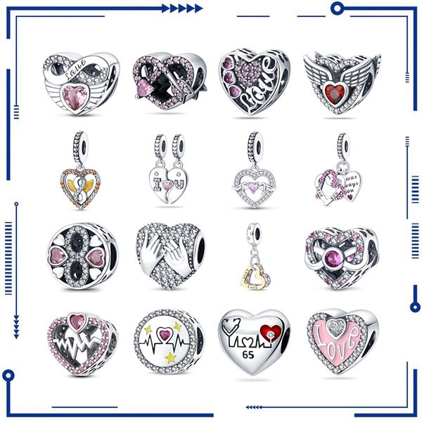 925 argent saint valentin cadeau d'anniversaire bijoux à bricoler soi-même accessoires Bracelet collier en forme de coeur pendentif chanceux transfrontalier en gros livraison gratuite