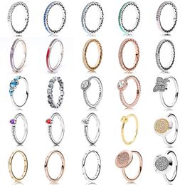 925 zilveren vrouwen passen pandora ring originele hartkroon mode ringen prinses mousserende liefde hart vlinder kristal