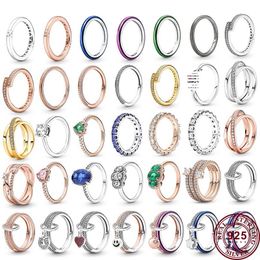 925 zilveren vrouwen passen Pandora Ring Originele hartkroon mode ringen Lucky Bottle Cap gelukkig glimlachend gezicht perzik hart