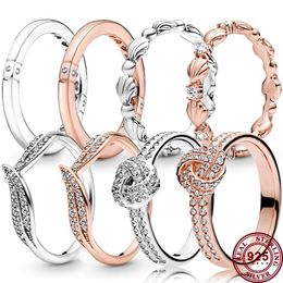 925 zilveren vrouwen passen Pandora Ring Originele hartkroon mode ringen logo perzik hart glanzende shell love vrouw