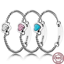 925 zilveren vrouwen passen pandora ring originele hartkroon mode ringen hartpoeder liefde zachte ketting