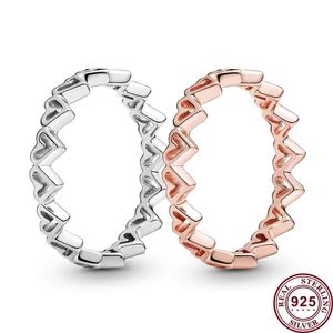 925 zilveren vrouwen passen Pandora Ring Originele hartkroon mode ringen rosé goud met de hand geschilderde hartvormige vrouwen