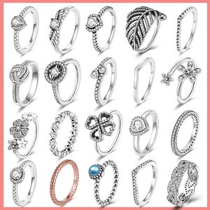 925 argent femmes Fit Pandora anneau Original coeur couronne mode anneaux étincelles Zircon princesse Wishbone coeur anneau populaire