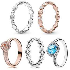925 zilveren vrouwen passen Pandora Ring Originele hartkroon mode ringen openwork oneindige liefde knoop zeeschelp stralende verfraaiing