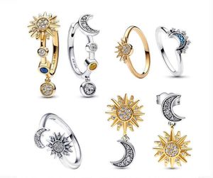 925 Argent Femmes Fit Pandoras Bague Weimei Pan Bague en Argent Sterling 925 Combinaison Soleil Lune Ensemble Complet Série Ins Tempérament Avancé Bague d'oreille en Argent Pur Chinois