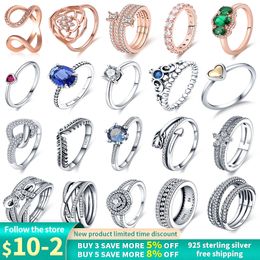 925 zilveren vrouwen fit Pandora Ring Originele hartkroon mode ringen dubbele zirkoon luxe sieraden verlovingsring jubileum
