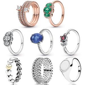 925 Zilveren Vrouwen Fit Pandora Ring Origineel Hart Kroon Mode Ringen Overvloedige Sparkle Triple Spiral Statement Halo Three Stone My One Ware Liefde