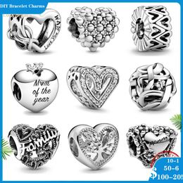 925 perles d'argent breloques pour bracelets à breloques pandora designer pour femme Infinity Love Mum Year Heart Charm