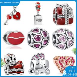 925 Charmas de cuentas de siver para Pandora Charm Bracelets Designer for Women Heart Lips Present Baby Carriage