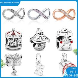 925 perles d'argent breloques pour bracelets à breloques pandora designer pour femmes 2023 New Fine Real Silver Box Carousel