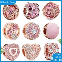 925 SIVER kralen Charms voor Pandora Charm Armbanden Designer voor vrouwen Sparkling Free Hand Heart Petal Bead