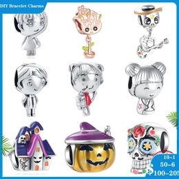 925 SIVER kralen Charms voor Pandora Charm Armbanden Designer voor vrouwen Openwork Boy and Girl Pumpkin Lantern Halloween