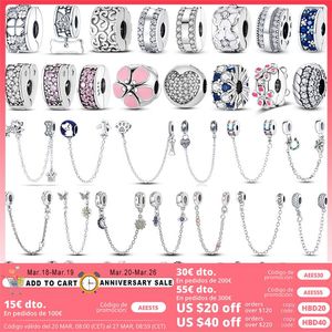 925 perles d'argent breloques pour bracelets à breloques pandora designer pour femmes Clip Charms Spacer Beads Stopper Pave CZ