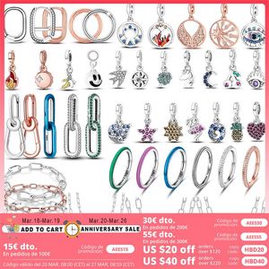 925 SIVER kralen Charms voor Pandora bedelarmbanden Designer voor vrouwen Link Chain Bracelet Des Ring Connector Hoop Link oorbellen ketting