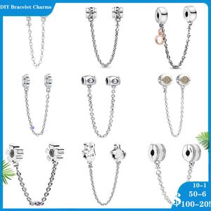 925 perles d'argent breloques pour bracelets à breloques pandora designer pour femmes fleur brillante étoile de mer chat perle de chaîne de sécurité