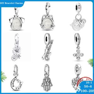 925 SIVER kralen Charms voor Pandora Charm Armbanden Designer voor vrouwen Flower Cat Guitar Moon Bead