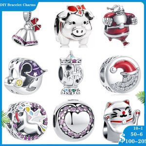 925 SIVER kralen Charms voor Pandora Charm Armbanden Designer voor vrouwen Santa Claus Pig Carrousel Bells voor vrouwelijke sieraden die Berloque maken