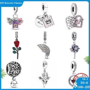 925 SIVER kralen Charms voor Pandora Charm Armbanden Designer voor vrouwen kleurrijke regenboog openwork liefde harten