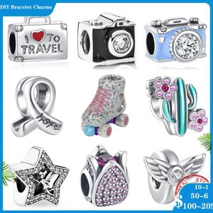 925 SIVER kralen Charms voor Pandora Charm Armbanden Designer voor damescamera Skates Rose Star -pakket Charm -kralen