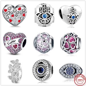 925 perles d'argent breloques pour bracelets à breloques pandora designer pour femmes grec oeil fleur amour soeur zircone pendentif