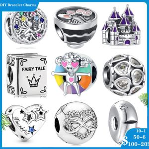 Dijes de cuentas de plata 925 para pulseras de dijes pandora, diseñador para mujer, anillo de natación, fideos, Castillo, regalo de joyería