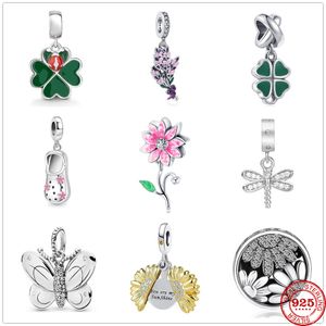 925 perles d'argent breloques pour bracelets à breloques pandora designer pour femme Shiny Dragonfly Blooming