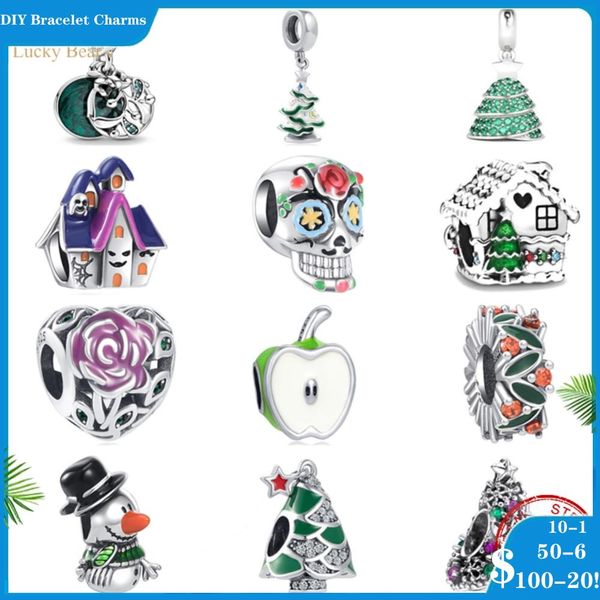 925 perles d'argent charmes pour bracelets de charme pandora designer pour femmes Tree House Noël Gui Pandora DIY perles fines Noël