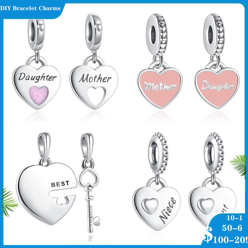 Pandora için 925 gümüş boncuk takılar charm bilezikler kadınlar için tasarımcı Anne Kızı Amca Yeğen En Iyi Arkadaşı Dangle