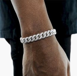 Argent massif 925 glacé 9 mm 13 mm de large avec bracelet en diamant Gra Moissanite maillon de chaîne cubaine pour homme