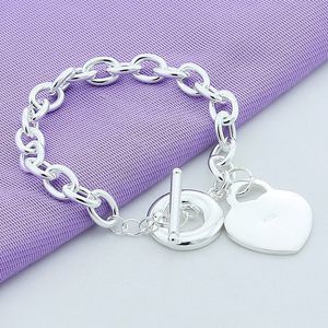 925 estampillé marque bracelets de créateurs pour femmes T O coeur fermoir en argent sterling filles dame charmes bijoux mode lien chaîne bracelet