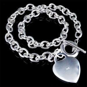 925 estampillé coeur forme collier marques en argent sterling lien chaîne collier pour femmes dames créateur de mode pendentif colliers Je290K