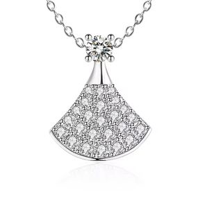 925 Sterling zilver 0,62 ct echte ronde gesneden moissaniet hanger rokvormige ketting voor vrouwen geschenken trouwfeest bruidsjuwelen