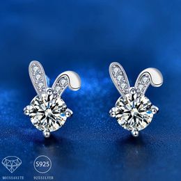 Boucles d'oreilles lapin en argent Sterling 925, 05 carats 2, pour filles, à la mode, mignon, Niche, Souvenirs d'anniversaire, 240112