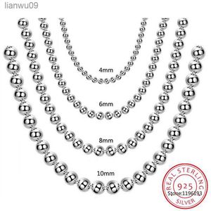 925 Sterling Silver 10mm | 8mm | 4mm Perles Lisses Boule Chaîne Collier Pour Les Femmes À La Mode De Mariage Fiançailles Bijoux Livraison Gratuite