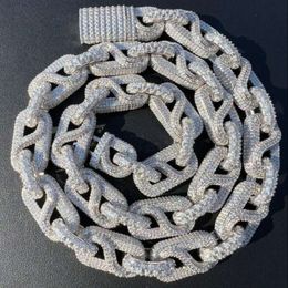 925 argent sterling 14 mm / 16 mm / 18 mm Iced Out Miami Cuban Link Chain Pass Tester HipHop VVS Moisanite Cuban Chain