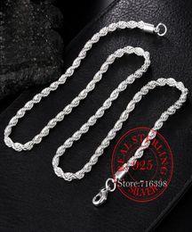925 Sterling Silver 16182022224 inch 4 mm Ed touw ketting ketting voor vrouwen man mode bruiloft charme sieraden2319920