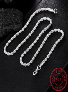925 Silver Silver 1618202224 pouces 4 mm Collier de chaîne de corde Ed pour femmes Bijoux de charme de mariage de mode de mode 3544226