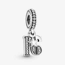 925 Sterling Argent 16ème Célébration Coeur Dangle Charms Fit Original Bracelet À Breloques Européen Mode Femmes Bijoux De Mariage Accessoires
