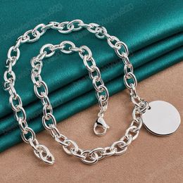 925 Sterling zilver 18 inch ketting ronde hangketting voor vrouwen bruiloft verloving mode sieraden