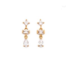 Boucles d'oreilles en argent Sterling 925 plaqué or 18 carats, pierres précieuses Chic et délicates en Zircon Moissanite, bijoux fins, goutte d'eau pour femmes