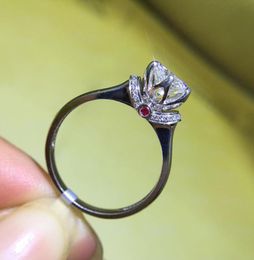 Plata de Ley 925 1ct 2ct 3ct corona de corte redondo diamante joyería púrpura anillo de moissanita anillo de aniversario de fiesta de boda 2400198