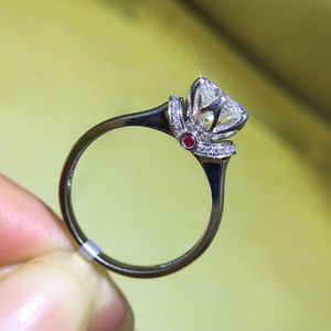 925 Sterling Zilver 1CT 2CT 3CT Ronde Cut Crown Diamond Paars Sieraden Moissanite Ring Bruiloft Jubileum Ring