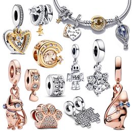 925 argent Sterling 2023 nouveaux breloques cadenas clé balancent ajustement Original Pandora Bracelet perles pour les femmes bijoux à bricoler soi-même cadeau