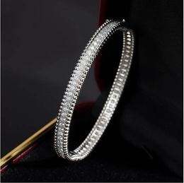 925 Sterling Zilver 2MM Volledige Zirkoon Bangle Armbanden Voor Vrouwen Plaat 18K Wit Goud Diamanten Armband Party fijne Sieraden