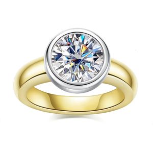 925 STERLING Silver 3 Round Ring Engagement Couleur jaune pour les femmes 240417